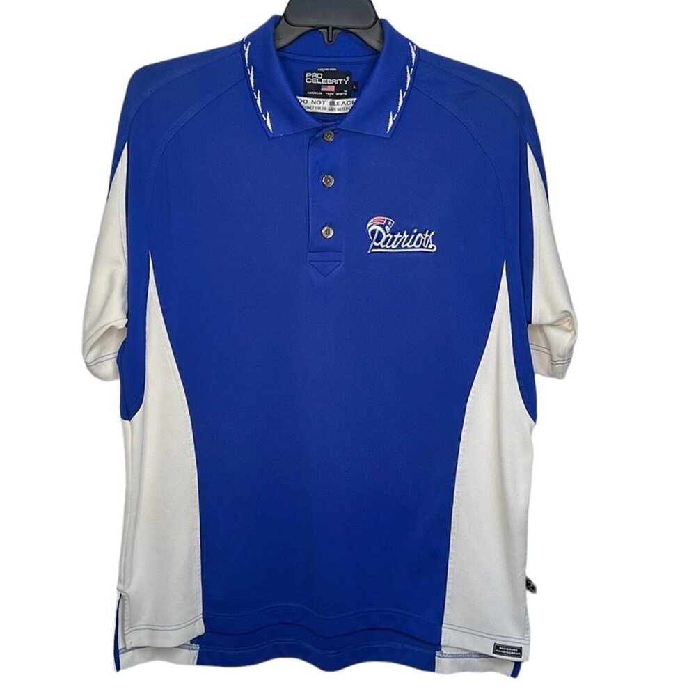 New England Patriots embroidered logo polo shirt size Large Pro Celebrity